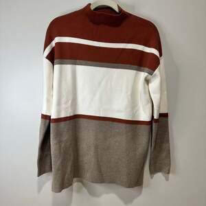 Cynthia Rowley Colorblock Stripe Mockneck Sweater, Sz M